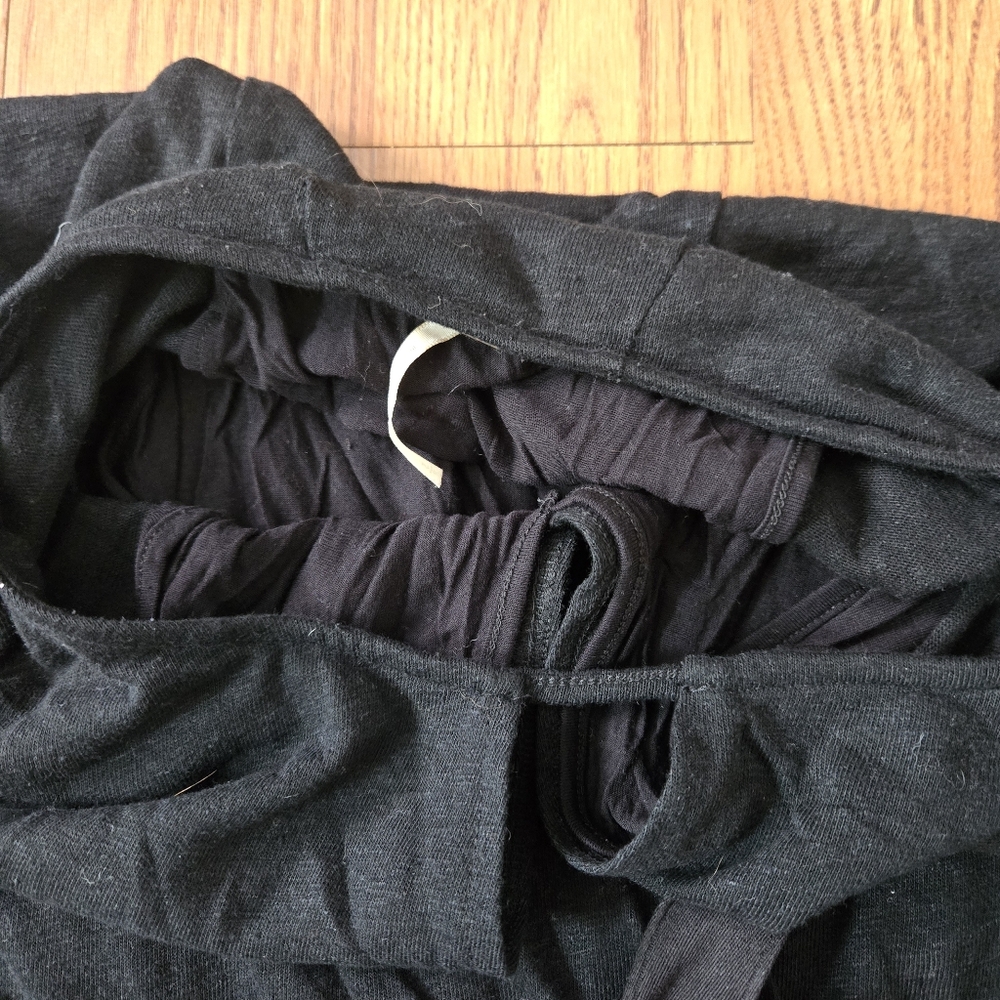Free People Guaze Midi Dress Black Linen Casual A-Line Draped Pockets Keyhole S - Picture 12 of 15